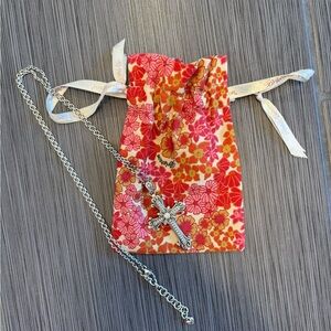 Brighton Long Cross Silver Necklace